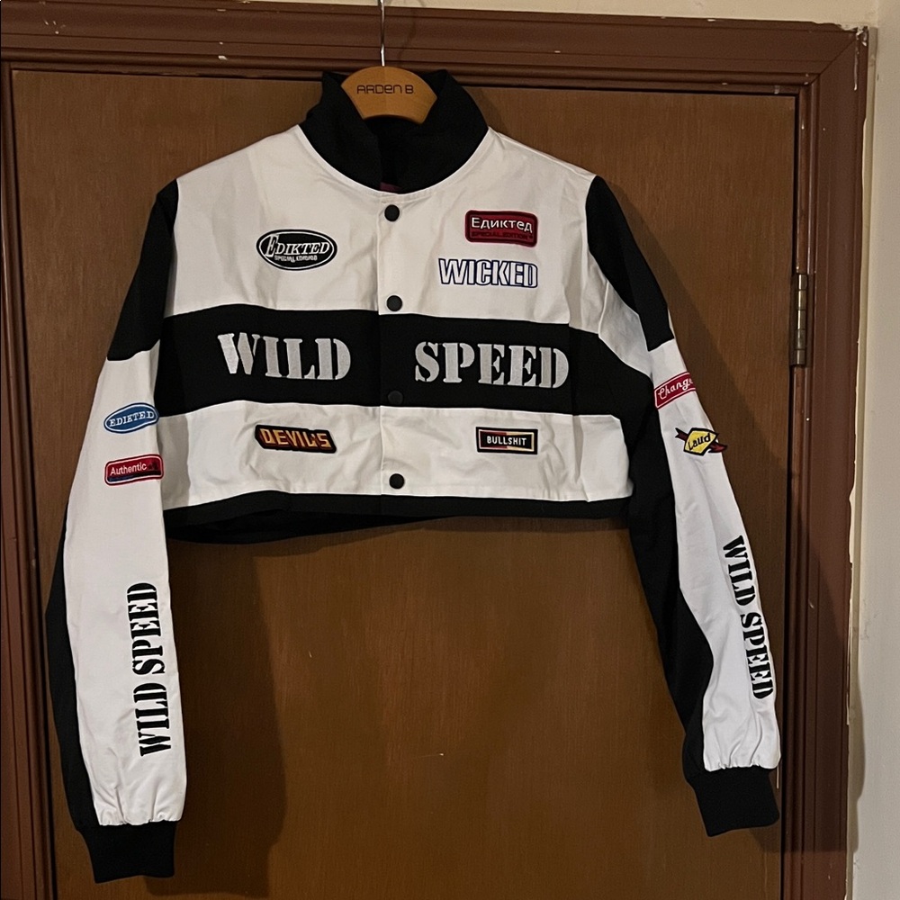 Edikted Black and White Bomber Jacket